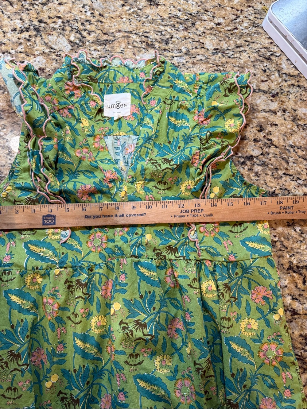 Umgee green Floral Garden Print Silky Cotton Tiered flutter Midi Dress small - Picture 5 of 8